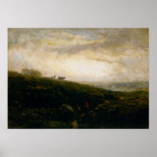 Koeien Afdalende Hillside - Edward Bannister Poster