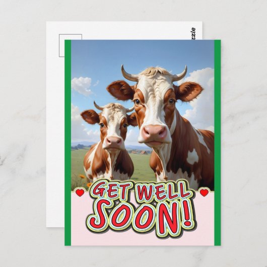 koeien beterschap briefkaart (Voorkant / Achterkant)