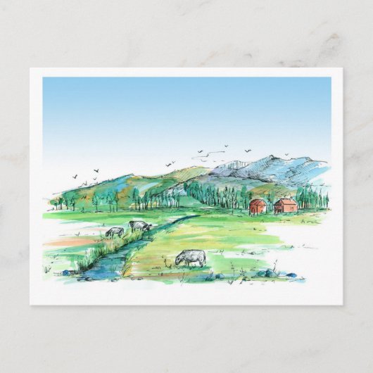 Koeien Boerderij Animal Red Barn Bewegende Aankond Briefkaart (Voorkant)