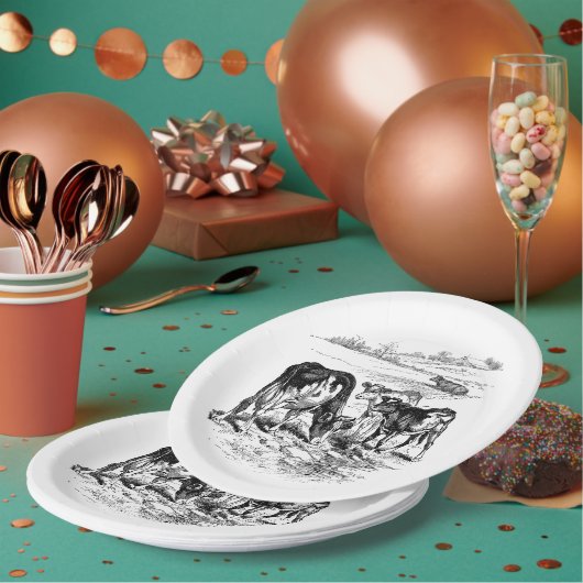 koeien  Boerderij Papieren Bordje (Multi)