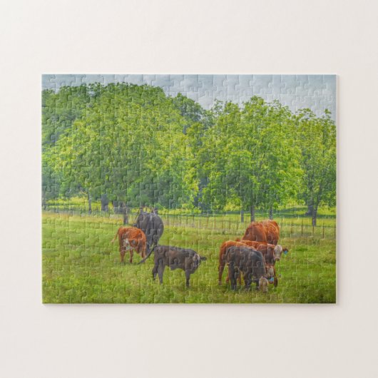 Koeien Cattle Art Texas Boerderij Pasture Puzzel (Horizontaal)