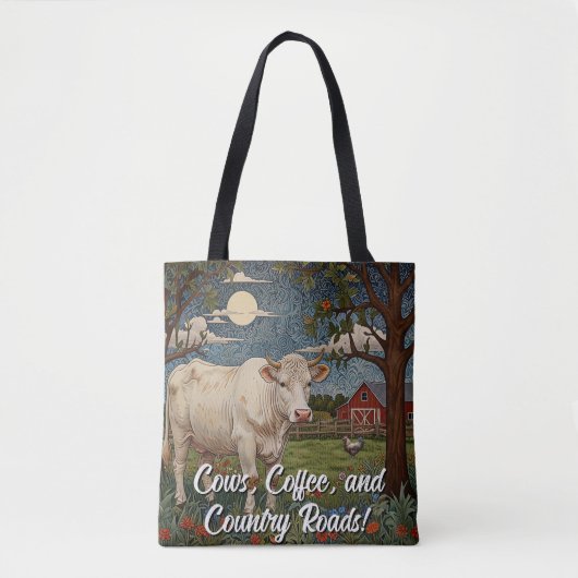 Koeien Coffee Country Roads Tote Bag (Voorkant)