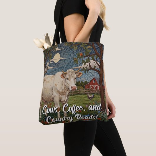 Koeien Coffee Country Roads Tote Bag (Dichtbij)