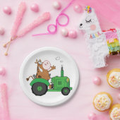 Koeien die een trekker besturen papieren bordje (Feest)