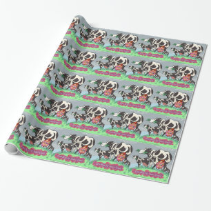 Koeien die vette room maken, grappige cartoon cadeaupapier