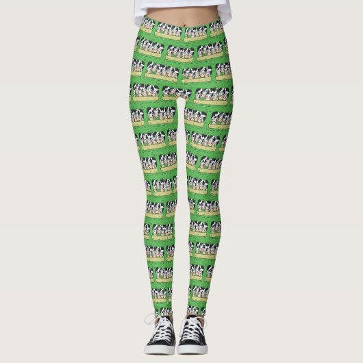 Koeien die voeden in een veldontwerp leggings (Voorkant)