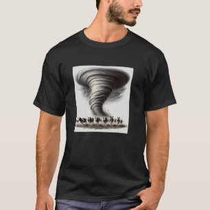 Koeien die voor een tornado wegvluchten t-shirt