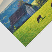 Koeien die vreedzaam grazen in een Bucolische Plaa Tissuepapier (Detail)