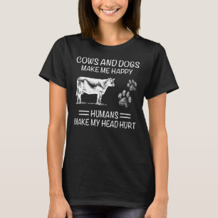 KOEIEN EN HONDEN MAKEN MIJ HAPPY HUMANS MIJN HOOFD T-SHIRT