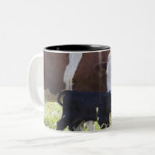 Koeien en kalveren tweekleurige koffiemok (Voorkant links)