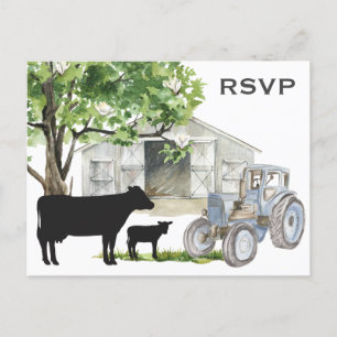 Koeien en trekkerland Boerderij Wedding RSVP Briefkaart