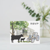 Koeien en trekkerland Boerderij Wedding RSVP Briefkaart (Staand voorkant)