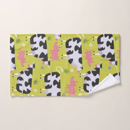 Koeien- en varkenspatroon bad handdoek (Handdoek)