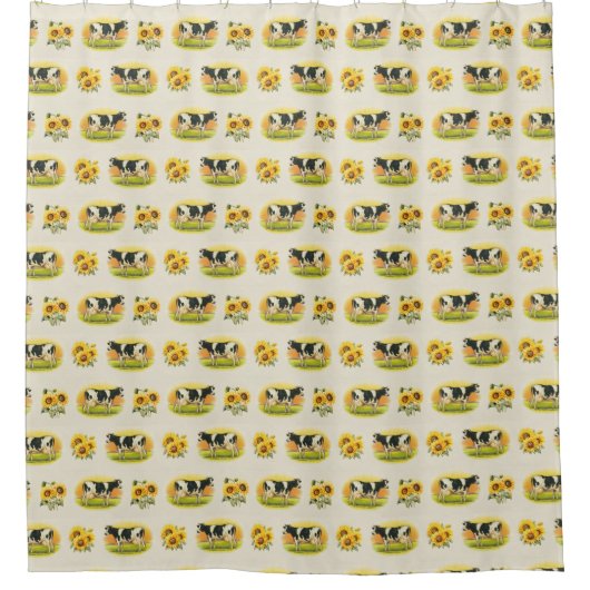 Koeien en Zonnebloemen Douchegordijn (Voorkant)