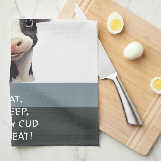 Koeien ETEN, SLAPEN, KAUWEN CUD, HERHALEN! Theedoek (Quarter Fold)