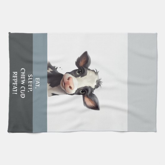 Koeien ETEN, SLAPEN, KAUWEN CUD, HERHALEN! Theedoek (Horizontaal)