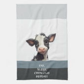 Koeien ETEN, SLAPEN, KAUWEN CUD, HERHALEN! Theedoek (Verticaal)