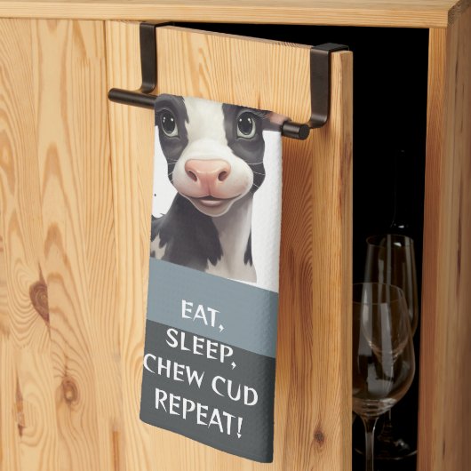 Koeien ETEN, SLAPEN, KAUWEN CUD, HERHALEN! Theedoek (Derde Gevouwen)