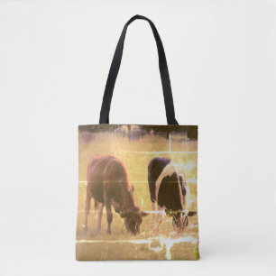 Koeien Fotografie Aangepaste All-Over-Print Canvas Tote Bag