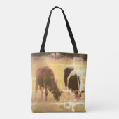 Koeien Fotografie Aangepaste All-Over-Print Canvas Tote Bag (Achterkant)