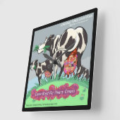 Koeien gebakken 4 Zware crème Funny Square wandklo Vierkante Klok (Hoek)