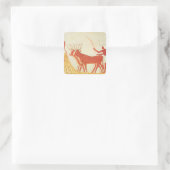 Koeien gebruiken om tarwe te trampen vierkante sticker (Tas)