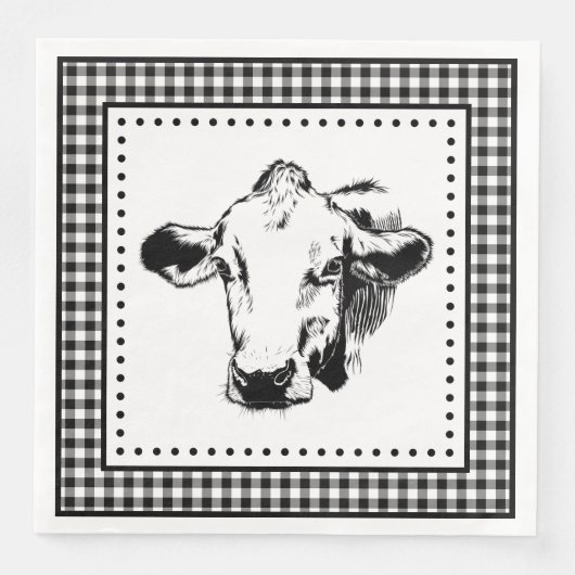 Koeien Gingham Boerderij Servet (Voorkant)