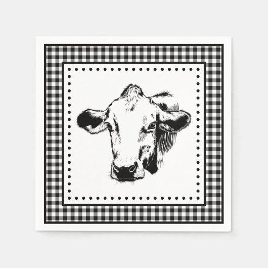 Koeien Gingham Boerderij Servet (Voorkant)