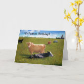 Koeien: Grappig Verlaat Verjaardag: Pasture Verjaa Kaart (Gele Bloem)