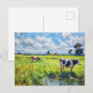 Koeien grazen aan de rivier de Havel Briefkaart