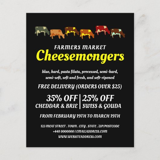 Koeien grazen, Cheesemonger Adverteren Flyer (Voorkant)