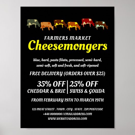 Koeien grazen, Cheesemonger Adverteren Poster (Voorkant)