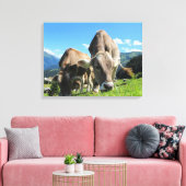Koeien grazen in Oostenrijk Canvas Afdruk (Insitu (Woonkamer))