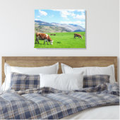 Koeien grazen uitzicht canvas afdrukken (Insitu (Slaapkamer))