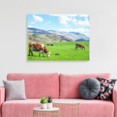 Koeien grazen uitzicht canvas afdrukken (Insitu (Woonkamer))
