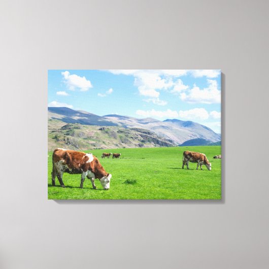 Koeien grazen uitzicht canvas afdrukken (Voorkant)