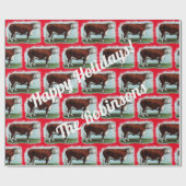 Koeien Hereford over het Rode Kruis Cadeaupapier (Vlak)