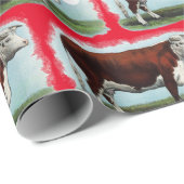 Koeien Hereford over het Rode Kruis Cadeaupapier (Rol Hoek)