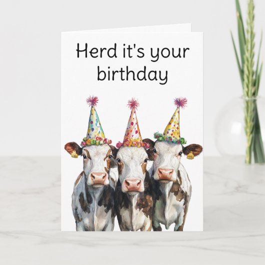Koeien Hier is het je verjaardag Kaart (Voorkant)