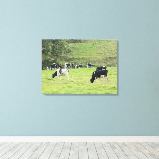 Koeien in de Country Pasture Fotowand Canvas Kunst (Insitu (Houten vloer))