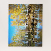 Koeien in de herfst bij de vijver legpuzzel (Verticaal)