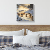 Koeien in de mist canvas afdruk (Insitu (Slaapkamer))