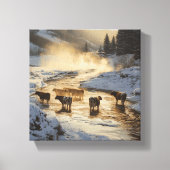 Koeien in de mist canvas afdruk (Voorkant)