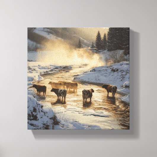 Koeien in de mist canvas afdruk (Voorkant)