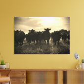 Koeien in de wei - Sepia Tone Canvas Afdruk (Insitu (Woonkamer))