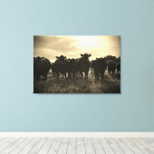 Koeien in de wei - Sepia Tone Canvas Afdruk (Insitu (Houten vloer))