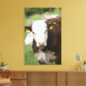 Koeien in de weide, close-up canvas afdruk (Insitu (Woonkamer))