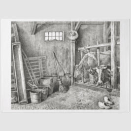 Koeien in een Barn Decoupage  Boerderij Tissuepapier