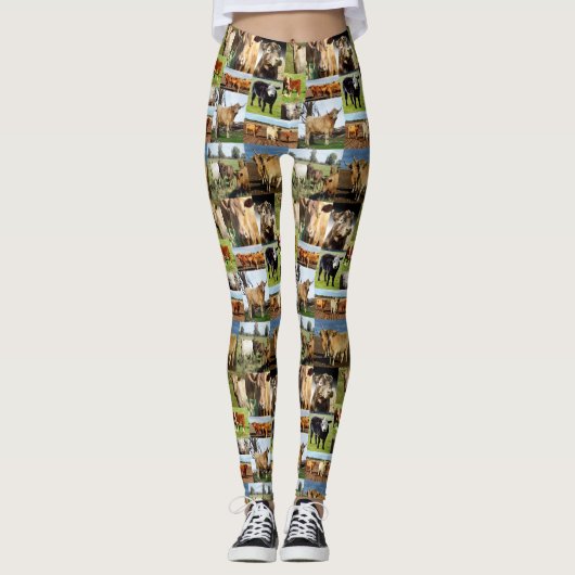Koeien in een fotocollage, leggings (Voorkant)