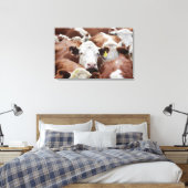 Koeien in een koraal canvas afdruk (Insitu (Slaapkamer))